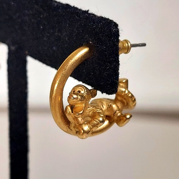 Gold Toned Tigger Hoop Earrings - Picture 7 of 9